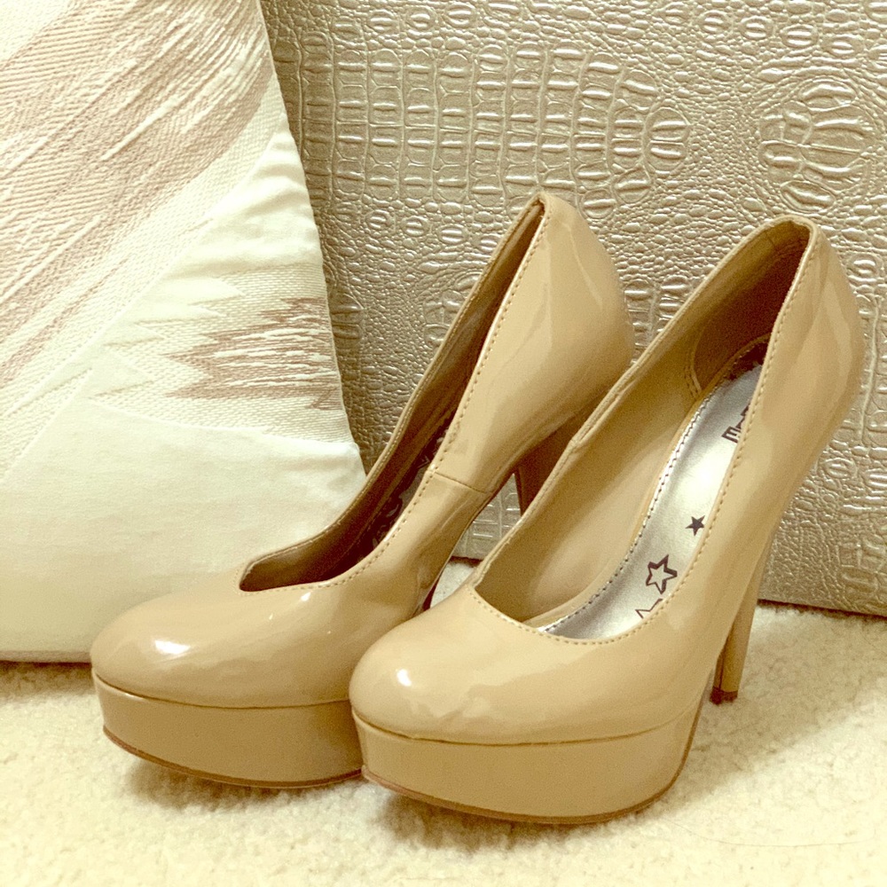 Tan Synthetic Leather Heels
